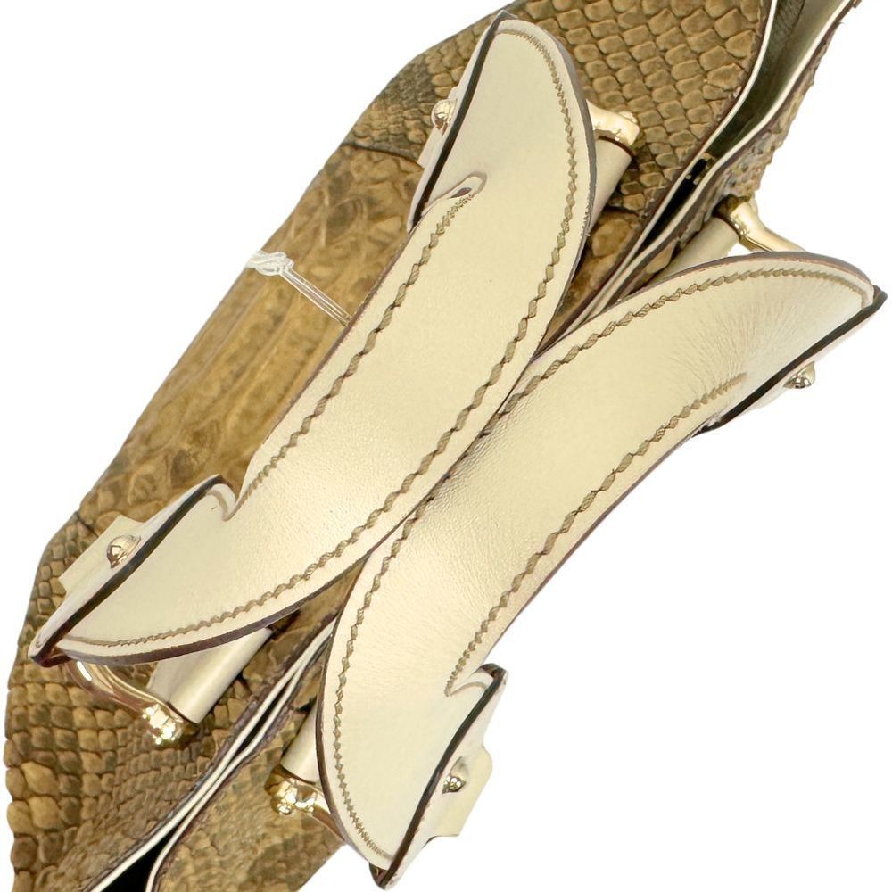 Gucci Handbag Python Leather Brown Button - image 5